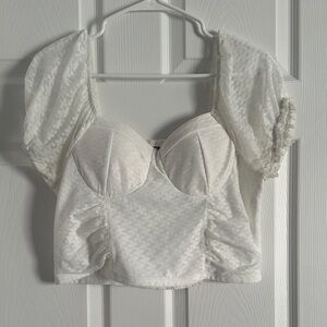 White Puff Sleeve Crop Top